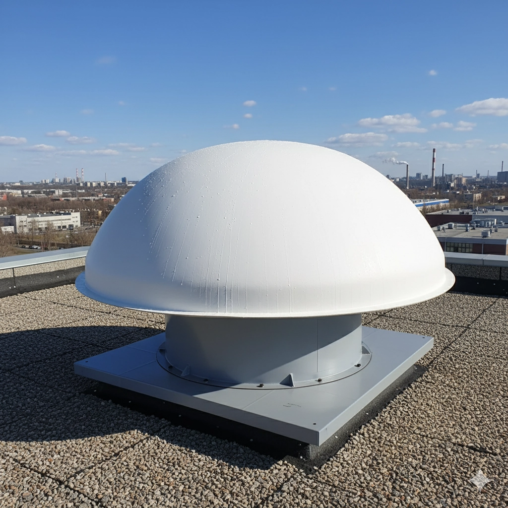 Cutaway showing axial impeller and motor